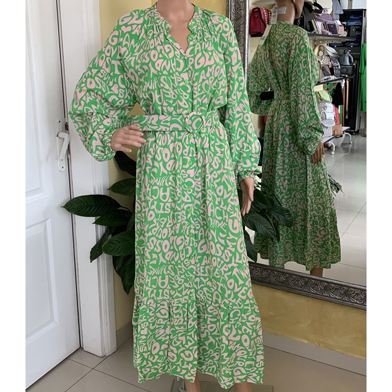 Zelena haljina sa printom 