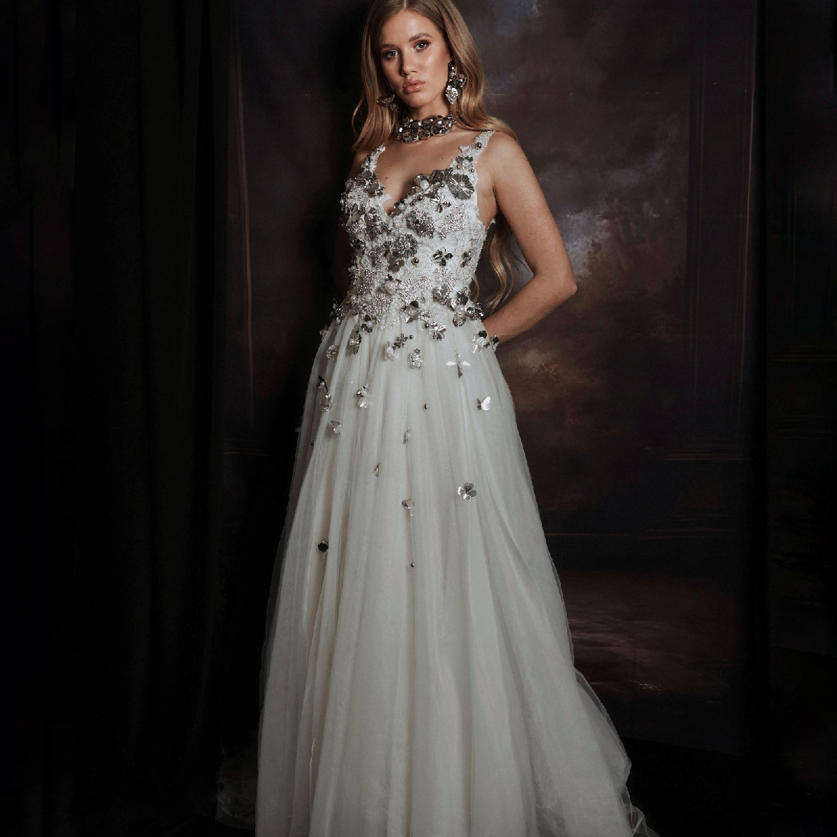 Silver wedding dress