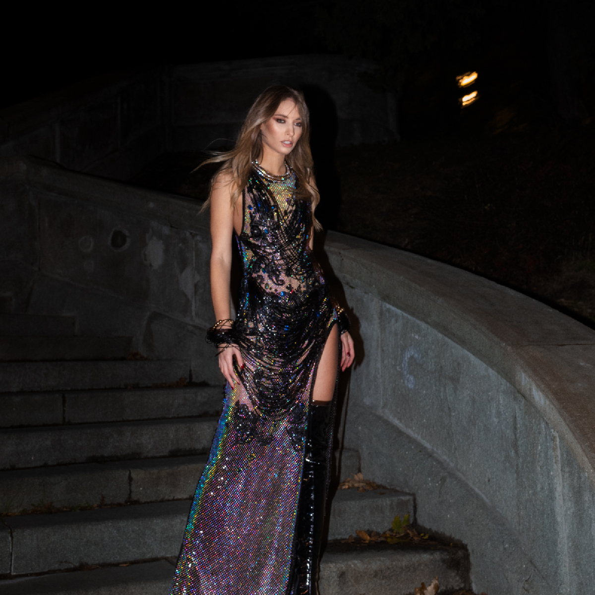 Black crystal dress