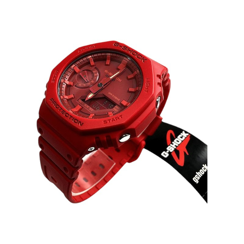 Casio G-Shock Alarm World Time Quartz Analog-Digital Red Dial Men's Watch GA2100-4A