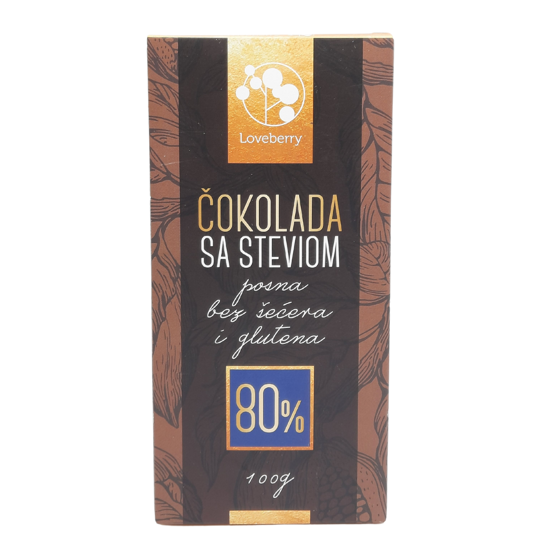 Cokolada crna sa stevijom 80% 100gr