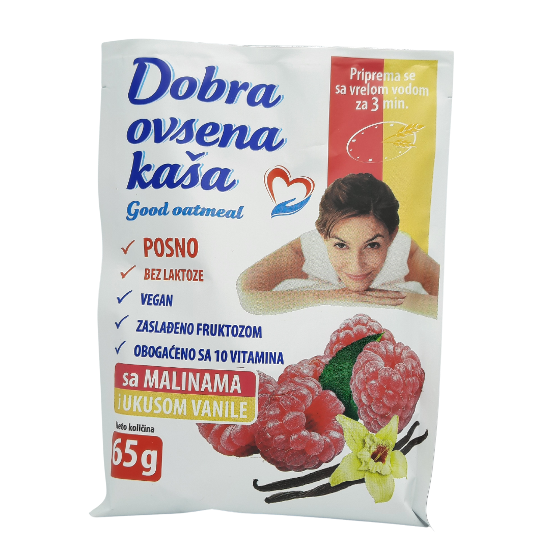 Dobra ovsena kasa sa malinom i vanilom 65gr