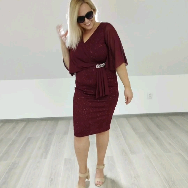 bordo haljina plus size